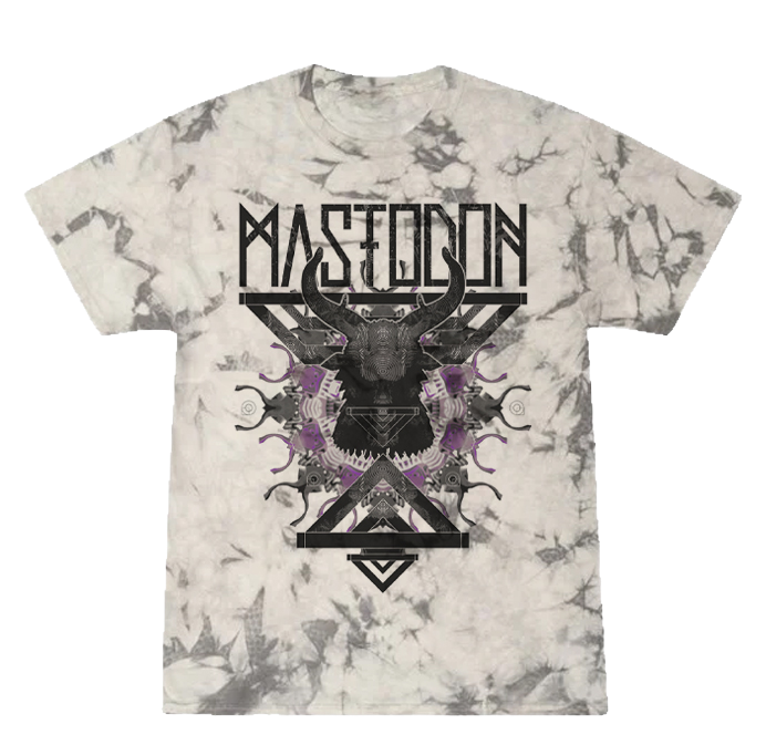 T-shirt with Mastodon logo on a tie-dye background