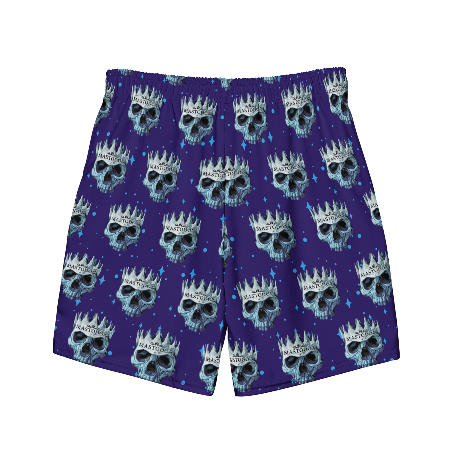 Purple Mastodon Shorts with an all over Spikey Skull Print