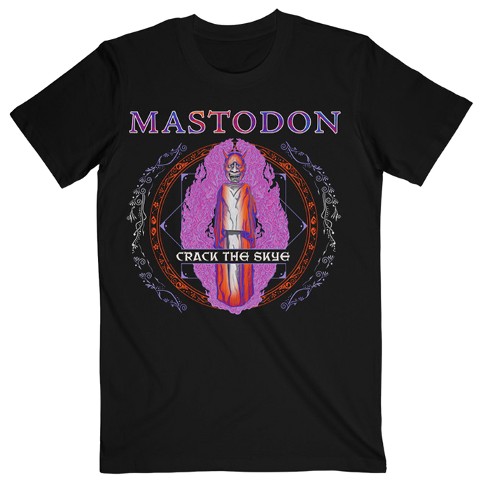 The Mastodon Crack the Skye Ornate Oni Tee features a unique artwork specially designed for the recent re-release of the iconic album. This intricate design captures the spirit of Crack the Skye, blending bold, ornate elements with the mysticism of the Oni figure.