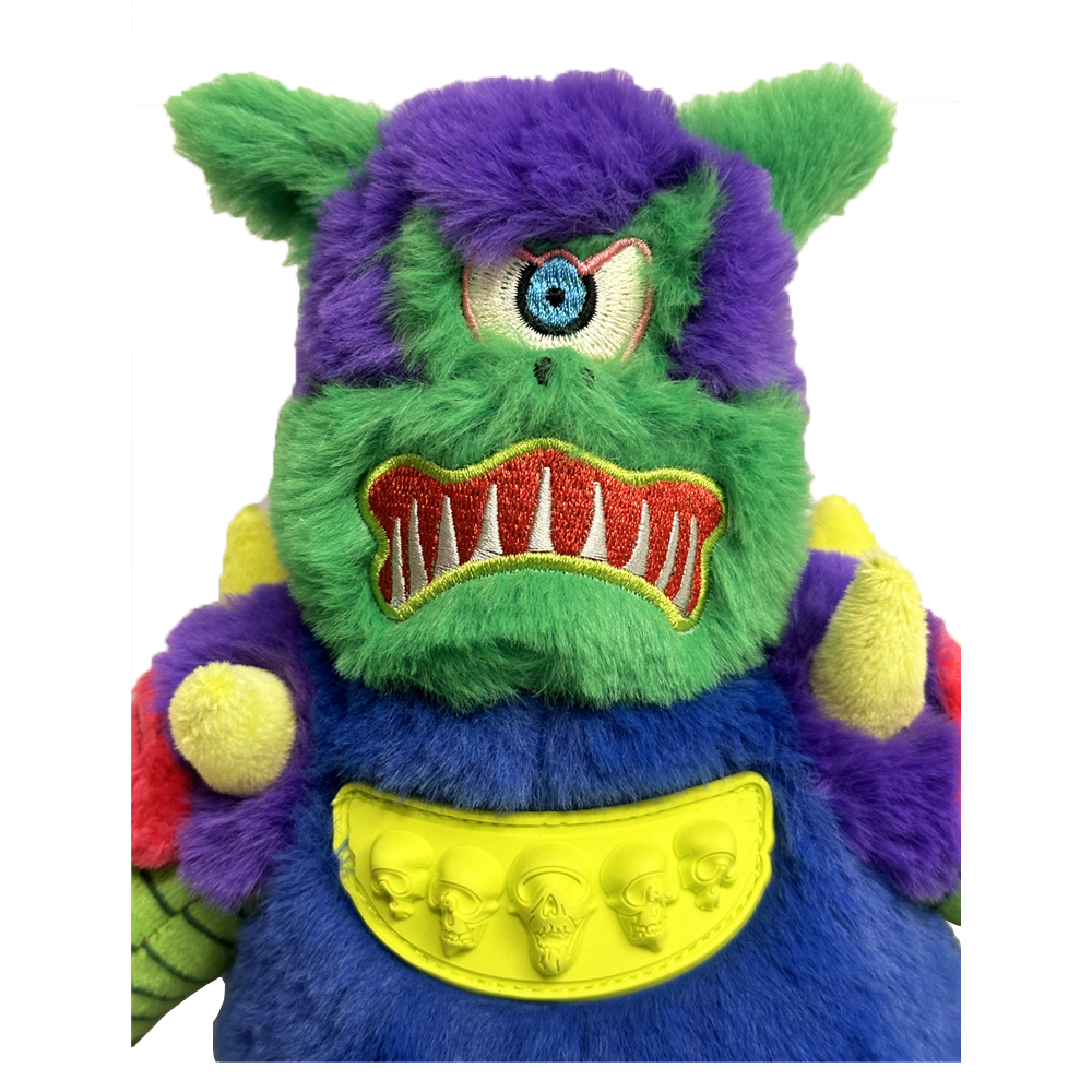 A Close up of the Cysquatch Plushie