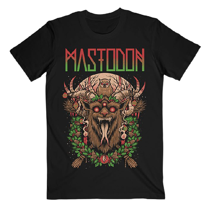 Black t-shirt with a graphic design of a creature and 'MASFODON' text on a white background