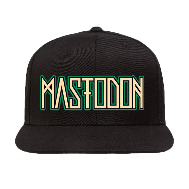 Black cap with 'Mastodon' logo on a white background