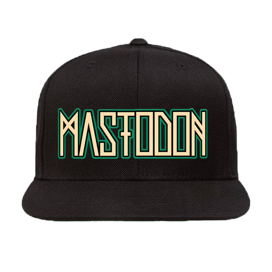Black cap with 'Mastodon' logo on a white background