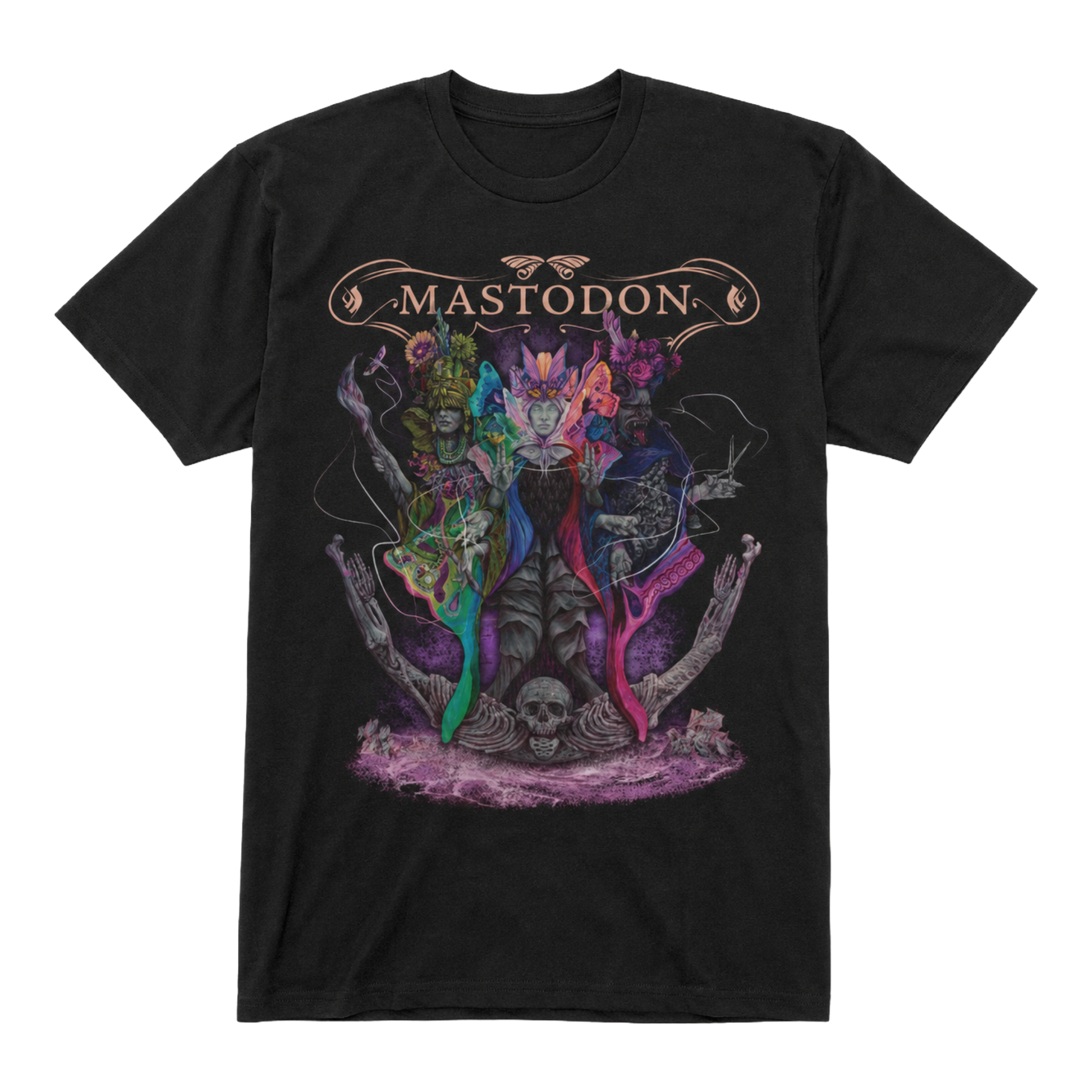 The Mastodon Marrow Deep T-Shirt features a colorful graphic design inspired by the band’s latest album, which releases on August 28, 2026.