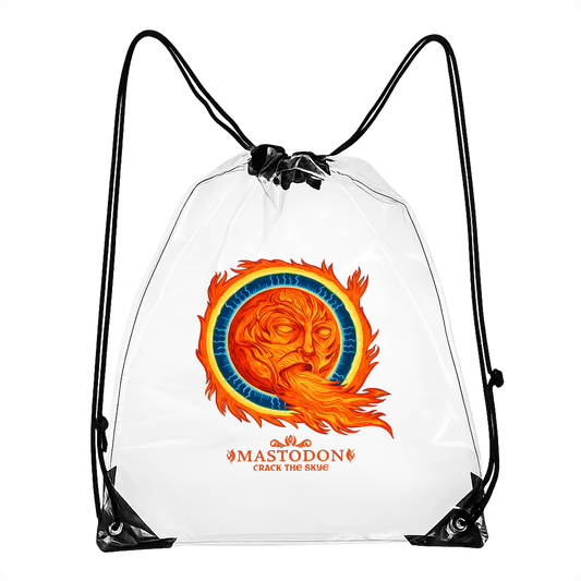 Drawstring bag with a colorful graphic and 'Mastodon' text on a white background