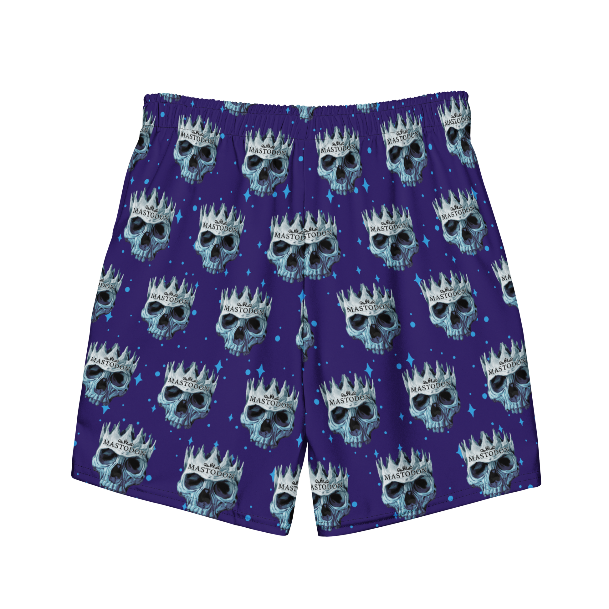 Purple Mastodon Shorts with an all over Spikey Skull Print
 