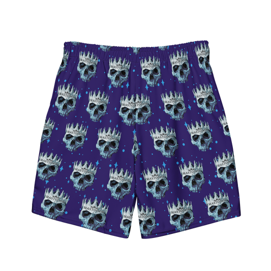 Purple Mastodon Shorts with an all over Spikey Skull Print
 