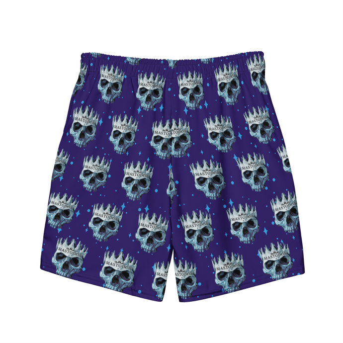 Purple Mastodon Shorts with an all over Spikey Skull Print
 